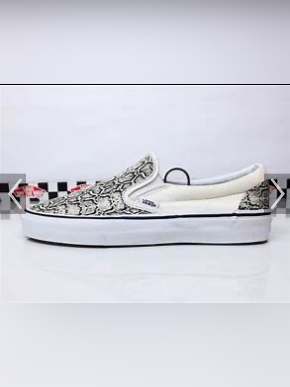 Vans,  Slip-On Sneakers with Black & White Snakeskin Pattern, NWB Women’s 9